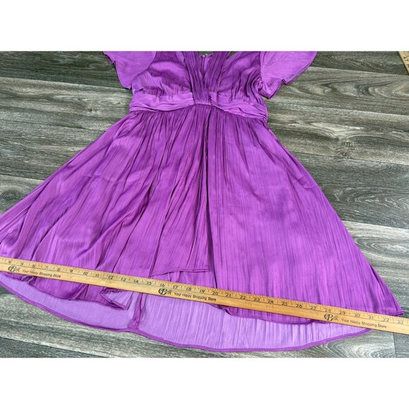By Anthropologie Deep V-Neck Vibrant Mini Dress Size 4 Purple - Picture 8 of 12
